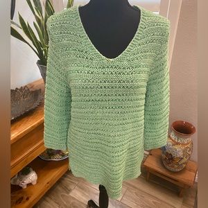 DANA BUCKMAN lose knit lime green sweater
